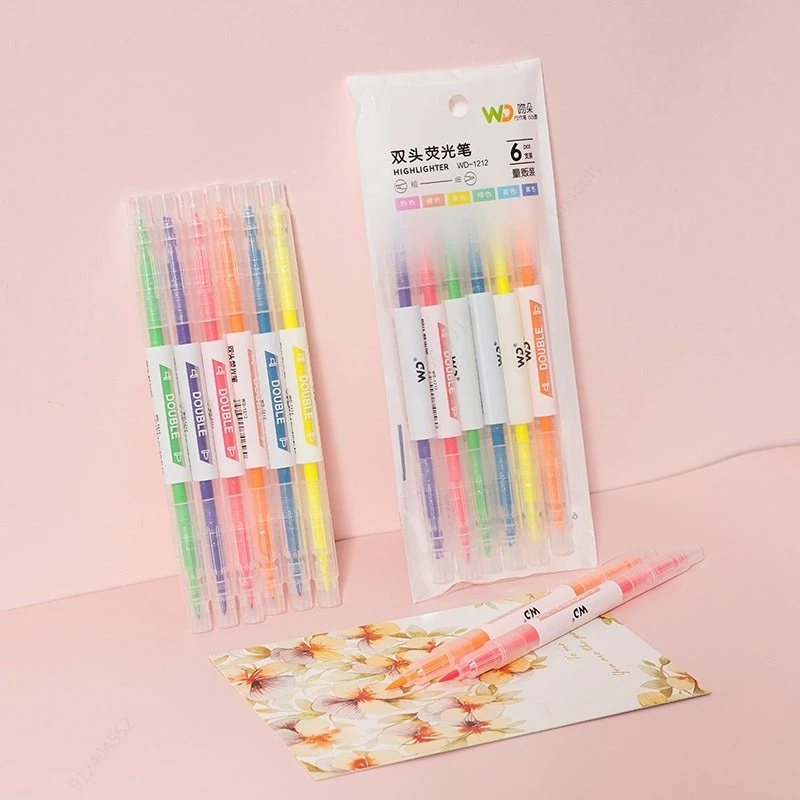 Pastel Highlighter Set Double Ended - 6 cores/conjunto cabeça dupla única ponta