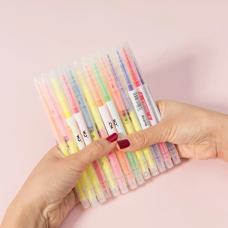 6 cores/conjunto cabeça dupla  - Pastel Highlighter Set Double Ended avaliação e preço